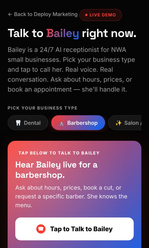 Bailey AI receptionist demo