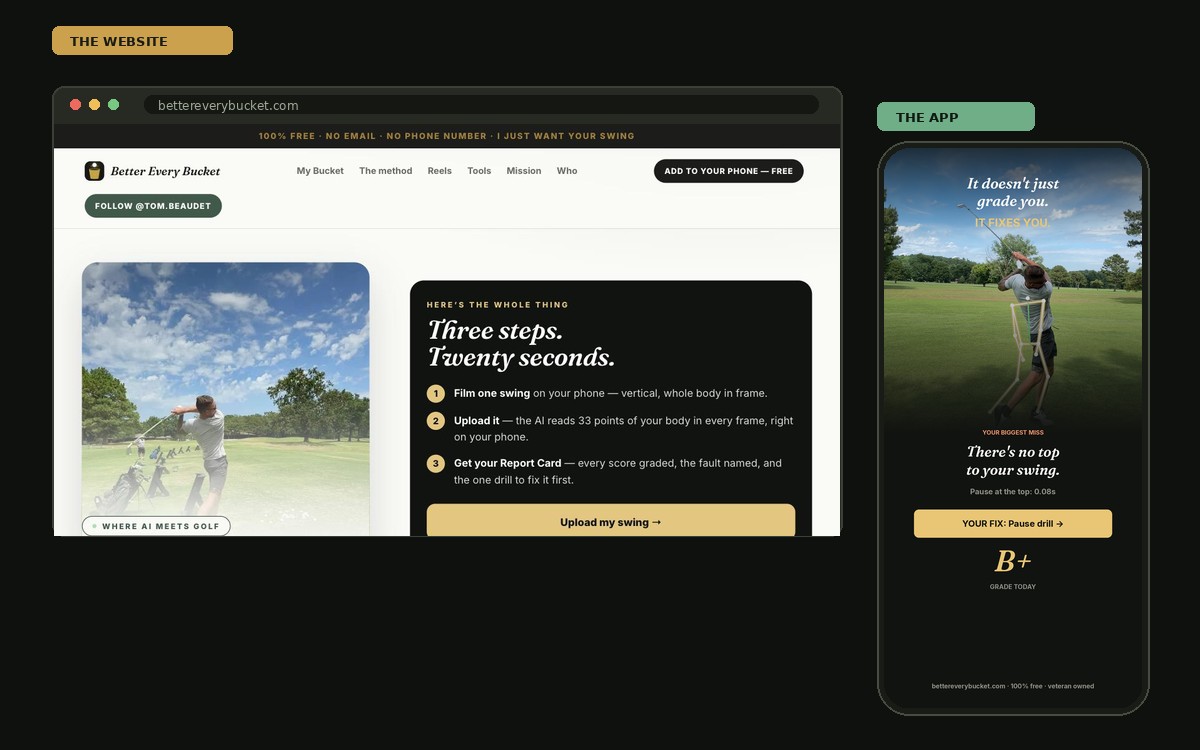 Better Every Bucket — AI golf app and website